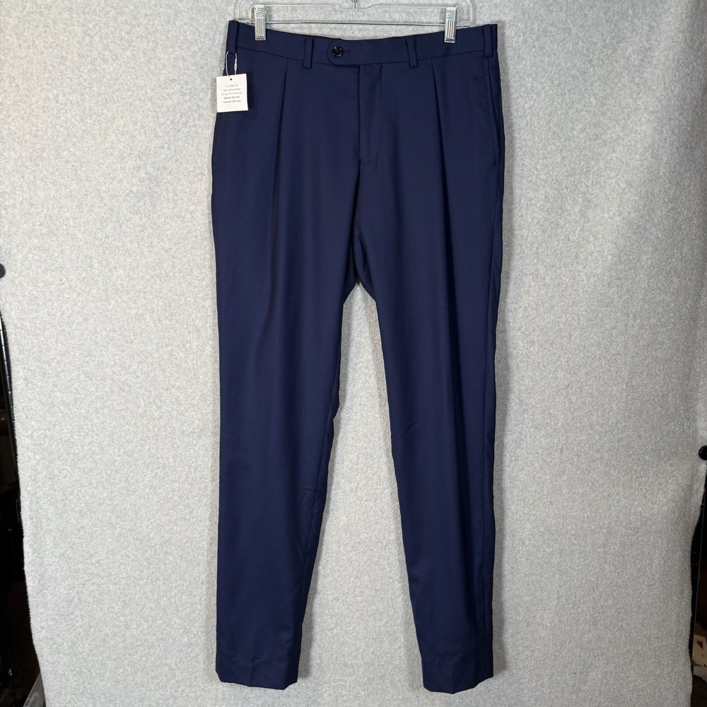 Indochino NWT Navy Flat Front Dress Pants Mens Size 30x33